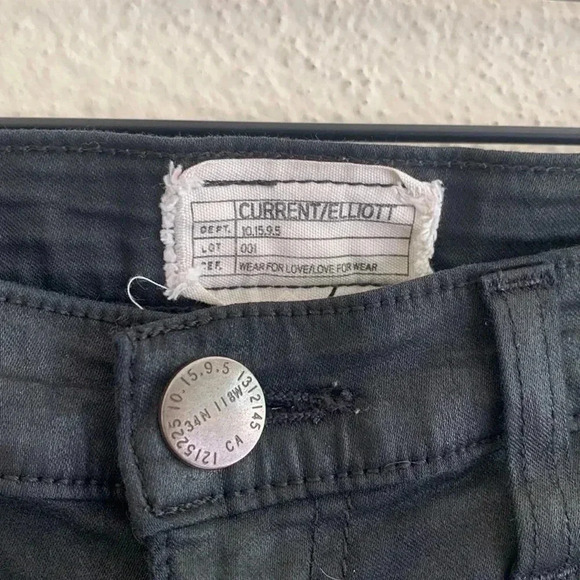 Current/Elliott The Soho Zip Stiletto Skinny Ankle Black Coated Jeans Size 24 - Picture 6 of 8